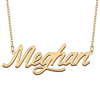 meghan name necklace for women stainless steel jewelry 18k gold plated nameplate pendant femme mother girlfriend gift