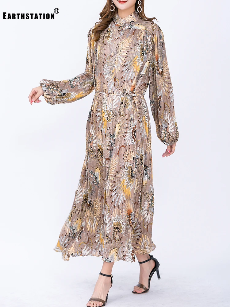 Женское однобортное плиссированное платье zou разноцветное кружевное Свободное с