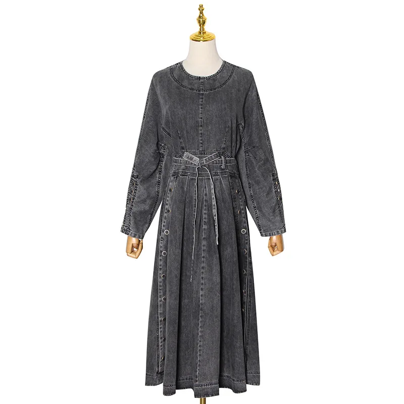 

the new fashion gas restores ancient ways round collar hubble-bubble sleeve tied with take long cowboy dress in 28016