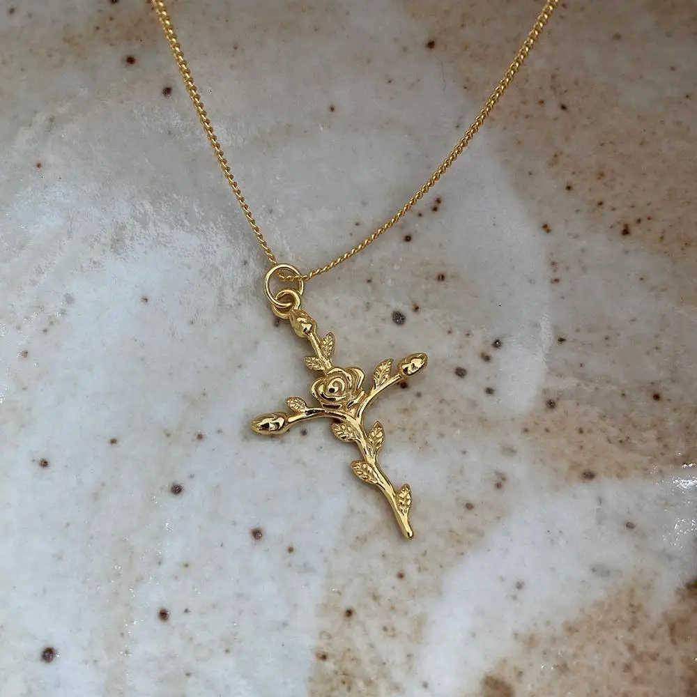 Женское колье из серебра 925 пробы с подвеской крестом|Ожерелья| |