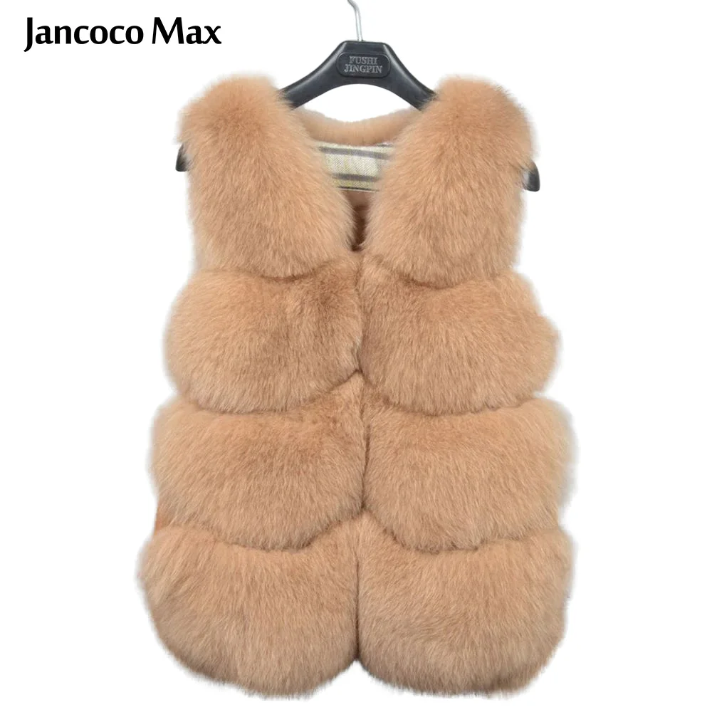 

Jancoco Max New Women's Real Fur Gilets Winter Warm Genuine Fox Fur Vest Fashion Style High Quality Waistcoat S7207