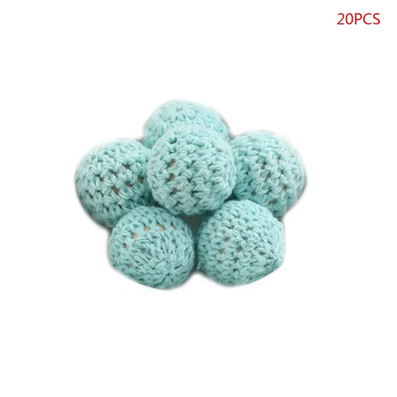 

20Pcs 16mm Chunky Round Crochet Wooden Beads Baby Teether Nursing Making Crafts