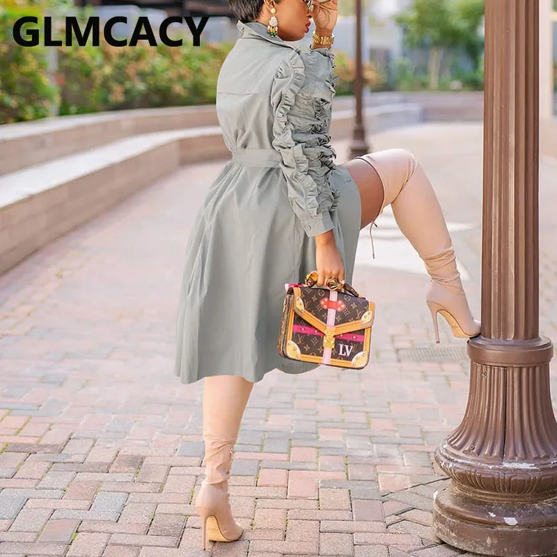 

Women Long Sleeve Notched Lapel Double Breasted Long Coat Elegant Windbreaker
