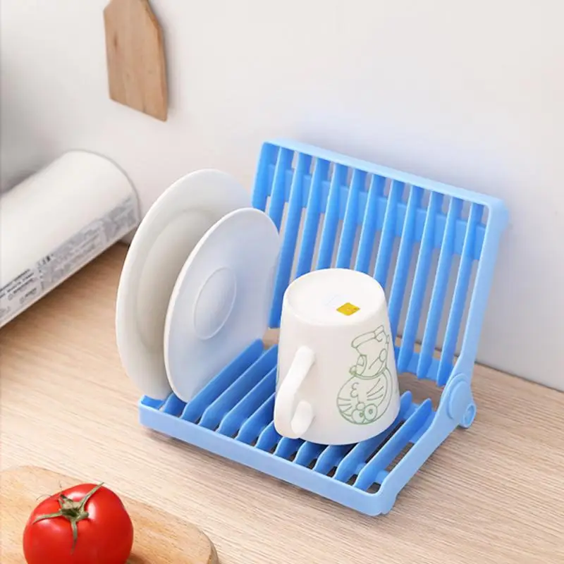 

Dish Drying Rack Drainer Kitchen Countertop Utensil Organizer Folding Cabinet Plates Dishes Storage Holder Tableware Rack