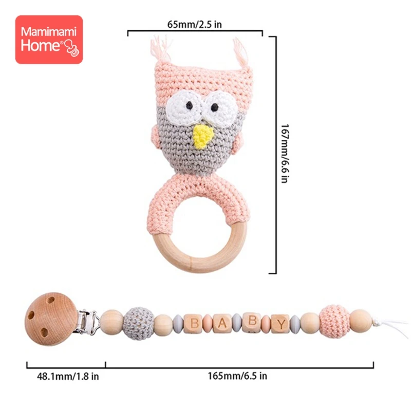 Owl Set 2 Детский деревянный Прорезыватель крючком игрушки животных деревянные пустые грызуны олень погремушка пустышка зажим подвеска силиконовые бусины детские товары - Цвет: Owl Set 2