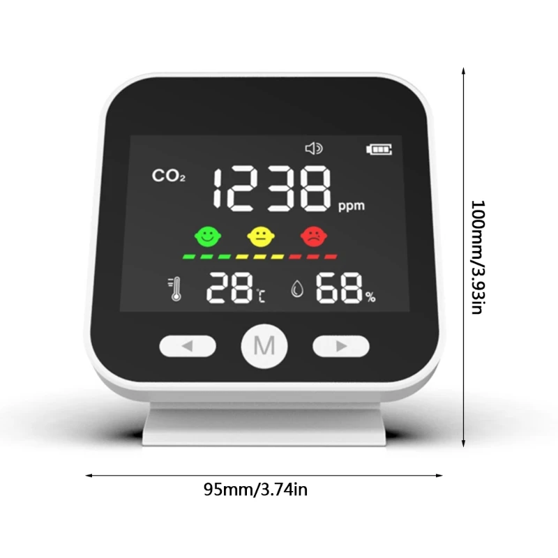 

67JA CO2 Formaldehyde Meter Temperature and Relative Humidity Carbon Dioxide Detector Air Quality Monitor NDIR Channel Sensor