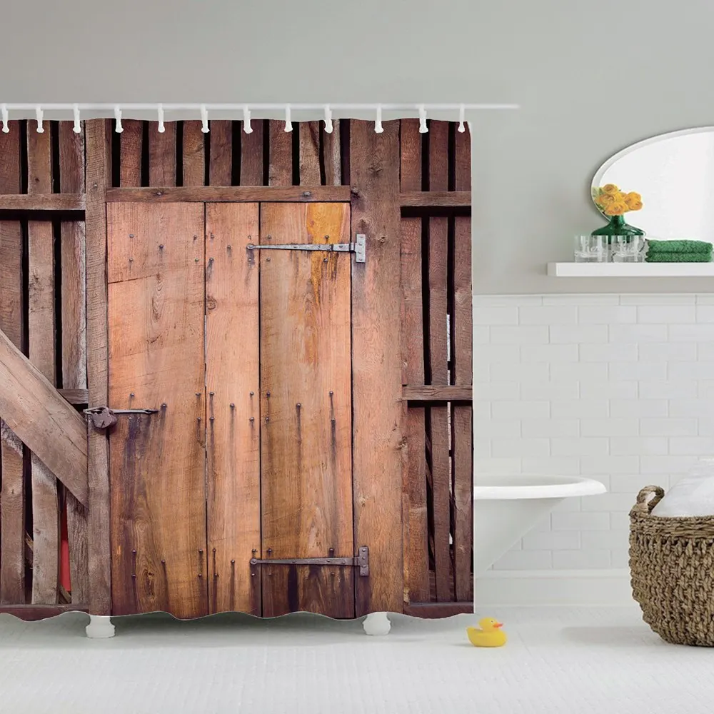 

Dafield Primitive Shower Curtains Country Home Rustic Barn Texas Star Wooden Door Farmhouse Classic Bath