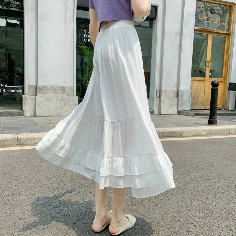 Женская винтажная юбка с высокой талией длинная белая из эластичного шифона в