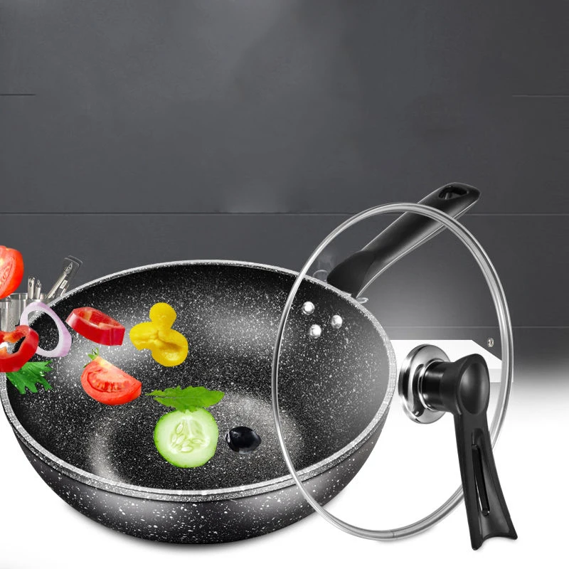 Антипригарная сковорода Wok для газовой плиты с плоским дном