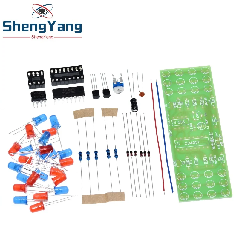 Комплект светодиодных электронных светильников NE555 CD4017 IC красные синие