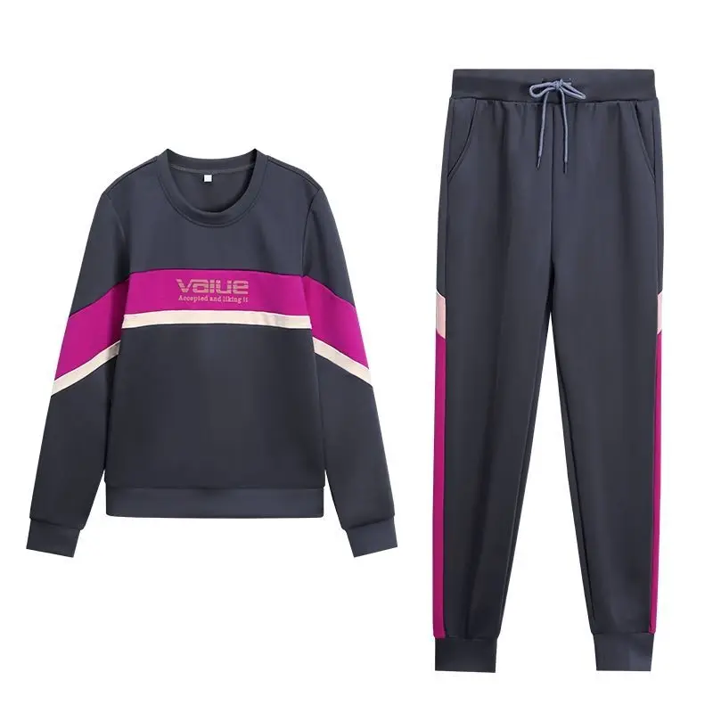 

Splicing Printed 2 Piece Set Spring Autumn New Fashion Plus Size Long Sleeve Loose Two Piece Set for Women Clothing