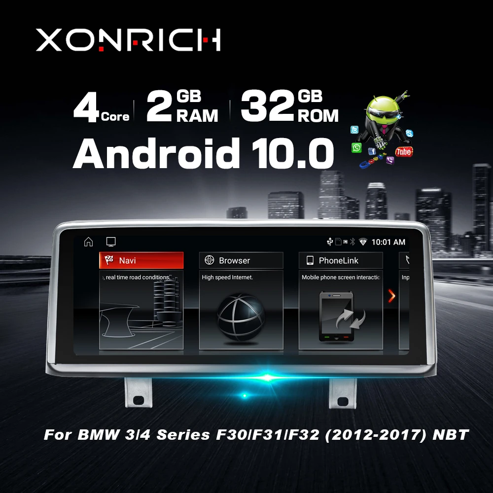 Автомобильный мультимедийный DVD плеер IPS 4 ядра Android 10 для BMW F30/F31/F34/F20/F21/F32/F33/F36 NBT 25