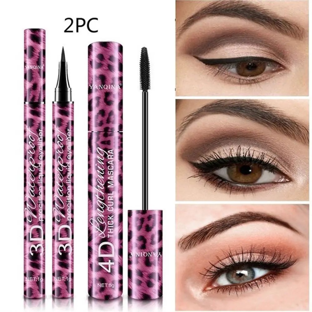 

Mascara Eyeliner Pencil 2In1 Eyelash Curling Extension Eye Makeup Tool Set Waterproof Longlasting Quick Drying Smudge-proof