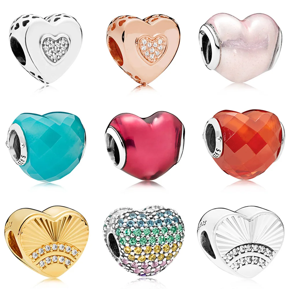 

Rose Gold Heart Silver Colorfull 925 Sterling Silver Crystal Bead For Original Pandora Charms Women Bracelets & Bangles Jewelry