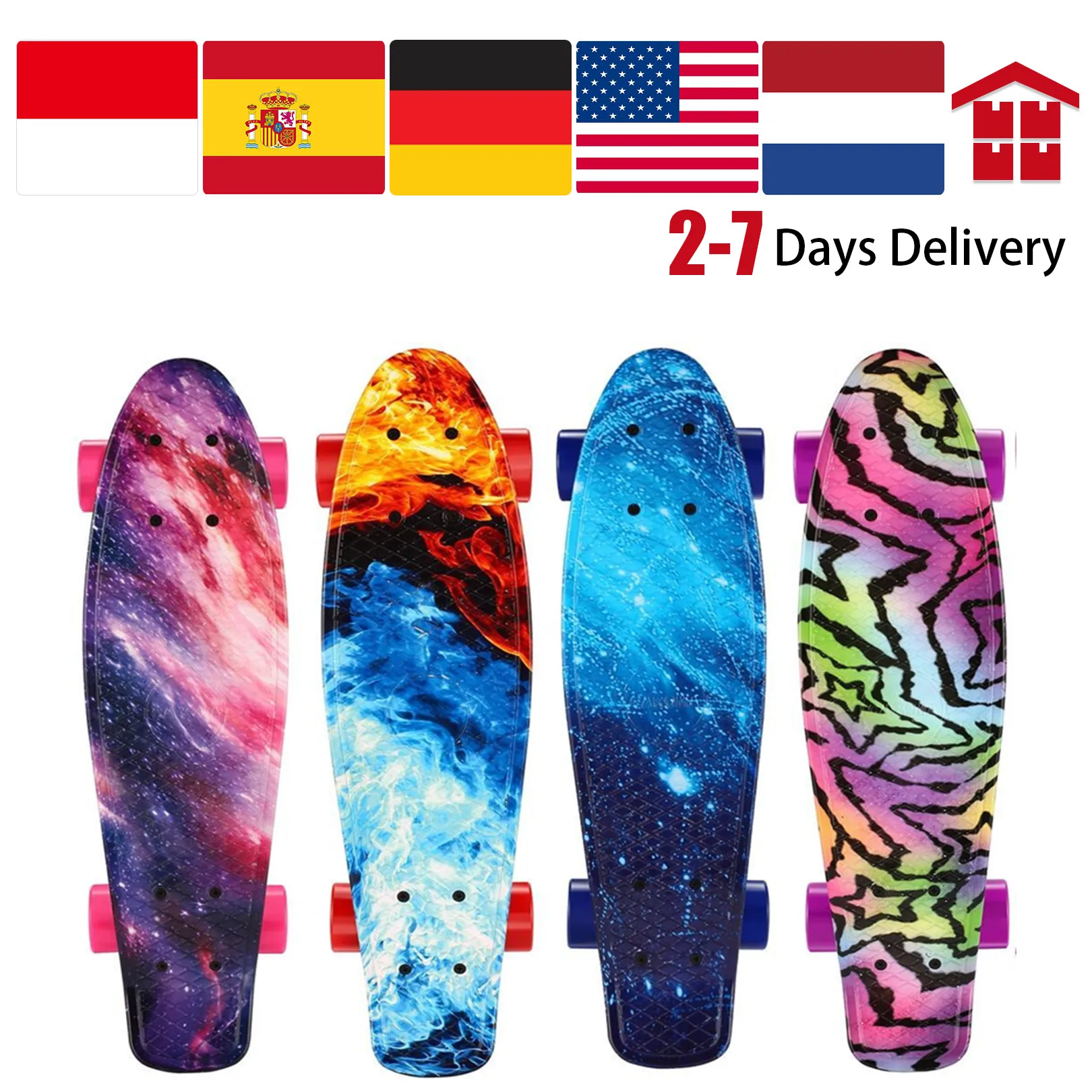 

Complete Skate Boards Skateboard for Beginners Teens Girls Boys with LED Wheels 60x45mm PU Wheel 85A