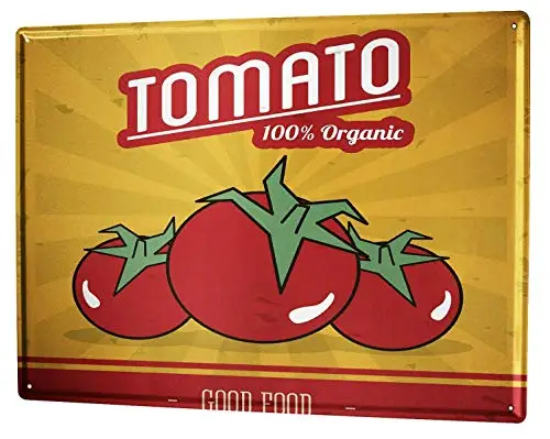 

Patisaner Tin Sign Nostalgic Fun Organic Tomato Sign 8x12 inches