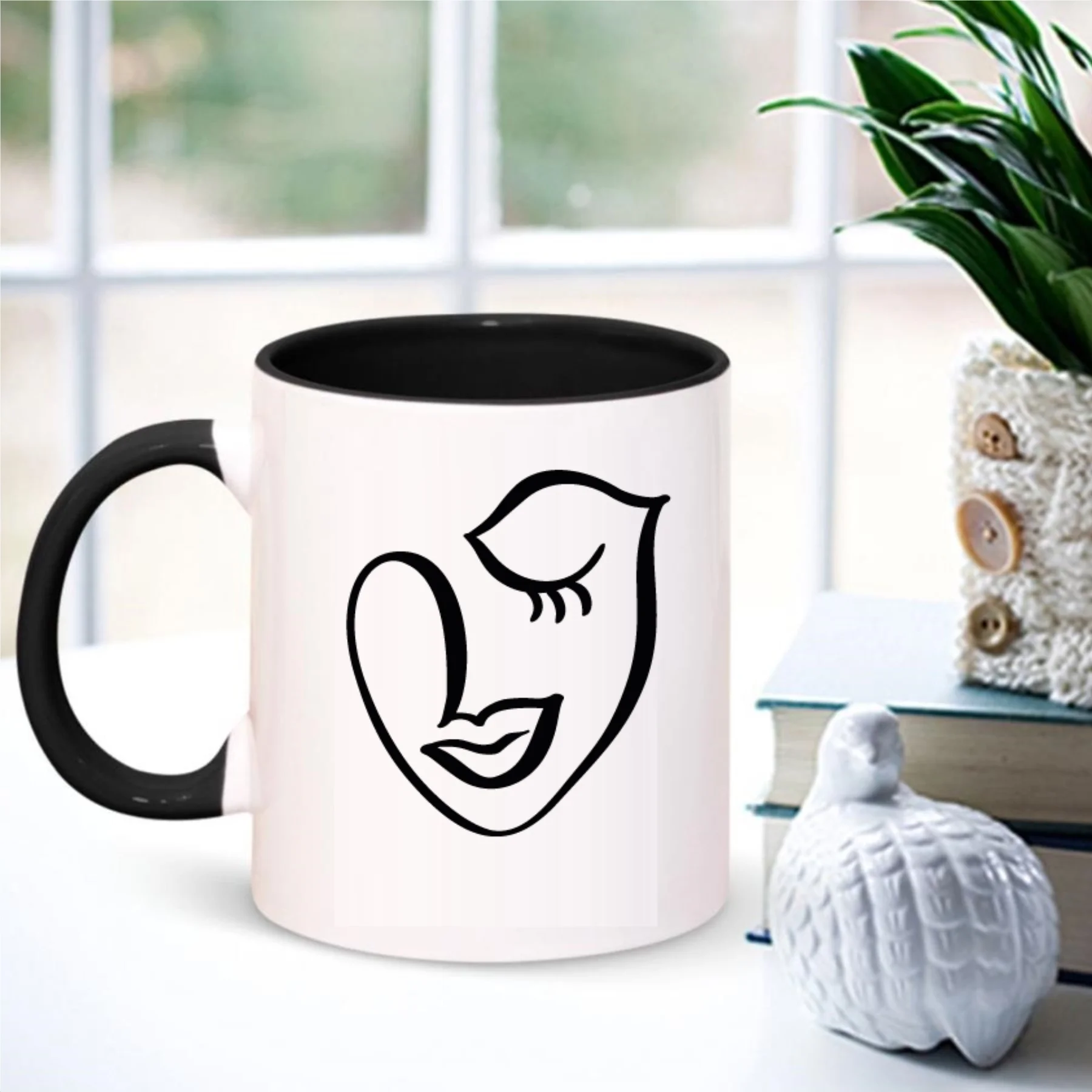 

Abstract Face Portrait Design Inside and Pull Black Mug-3