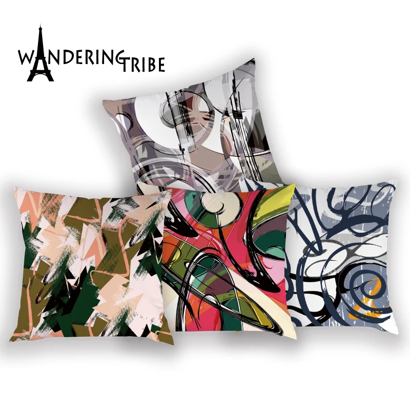 

Geometric Pattern Freezy Pillow Cartoon Style Decorative Cushion Cover Circle Graphics Pillowcases for Pillows Colorful Case