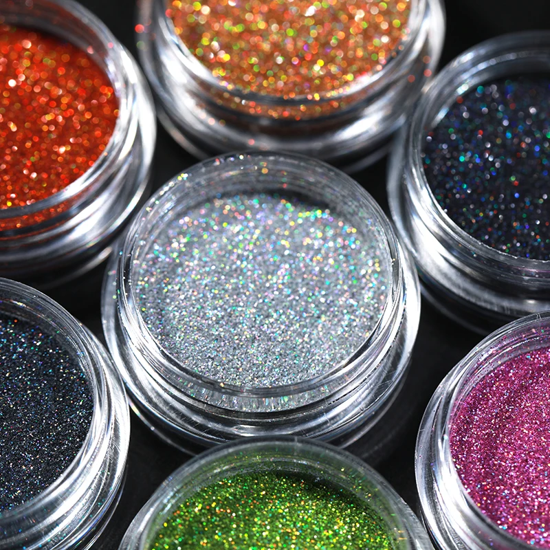 1 коробка Радужный Блестящий Порошок для ногтей блестящий хромовый порошок