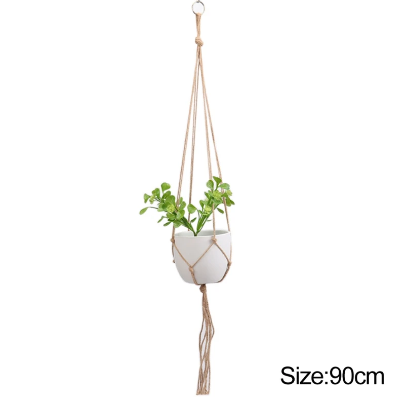 Ретро Веревка Подвеска для растений из макраме цветочный горшок держатель