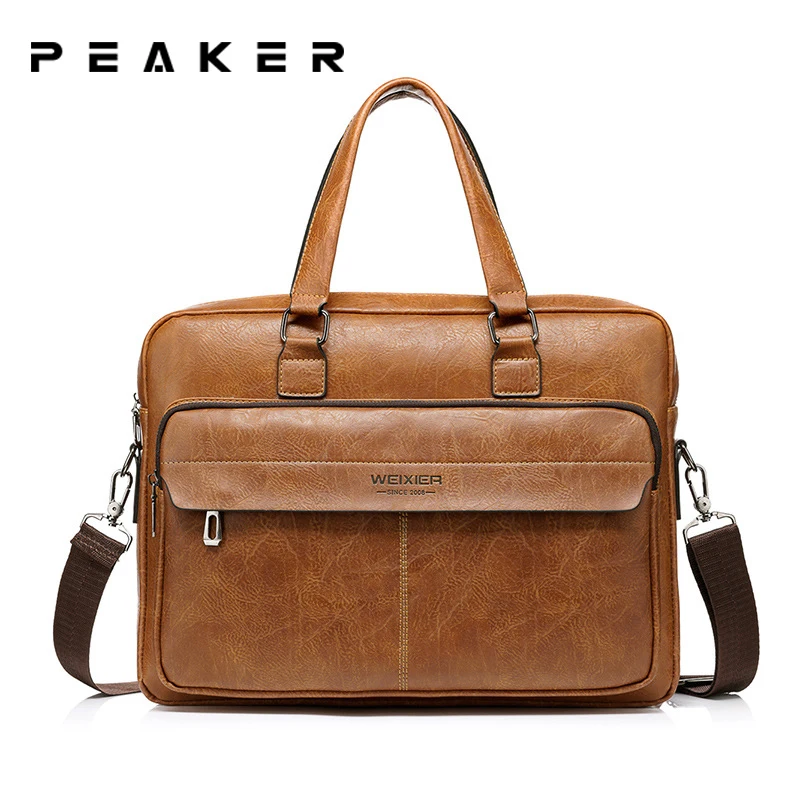 

Кожаный мужской портфель Peaker, мужская сумка через плечо для документов, мужская сумка через плечо для ноутбука