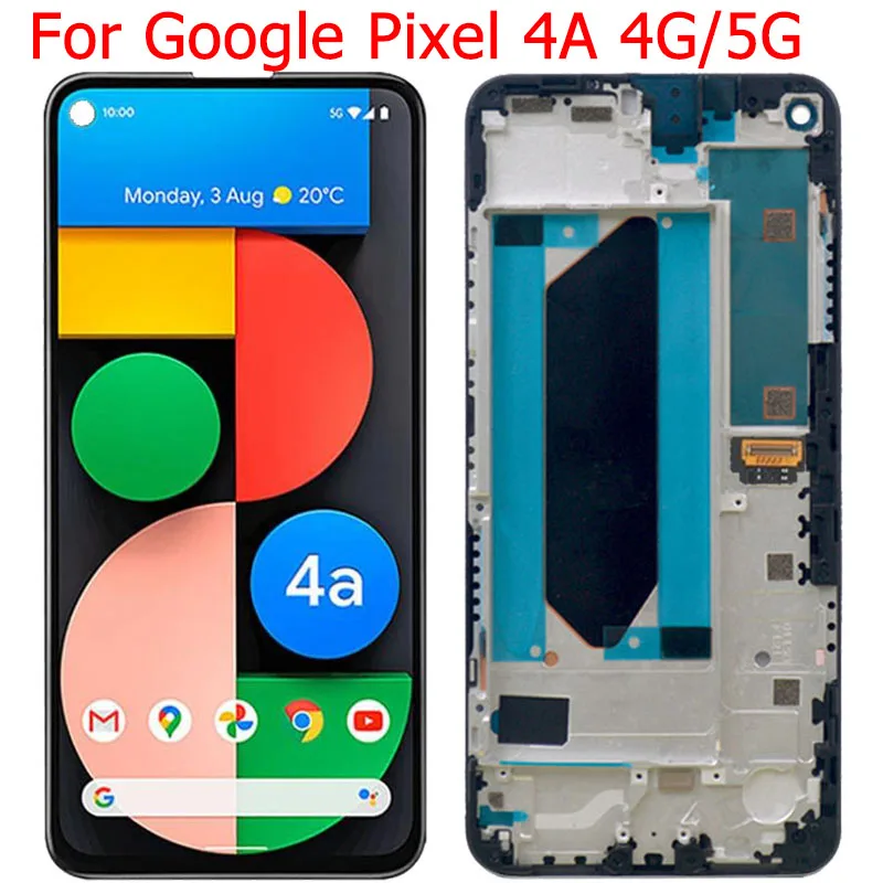Pantalla LCD Original Pixel 4A para Google Pixel 4A 4G 5G, pantalla LCD con marco Pixel 4A 4G 5,81 ", Pixel 4A 5G 6,2"-0