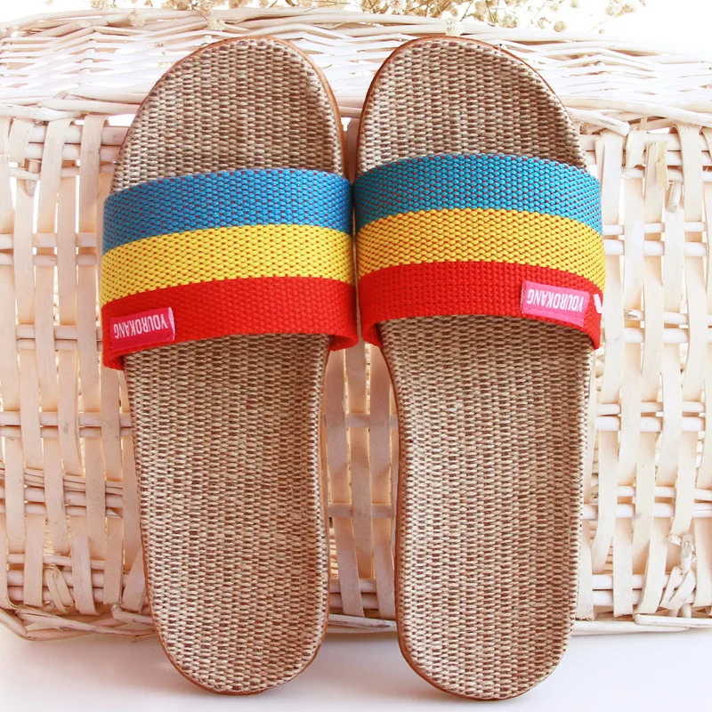 Женские пляжные туфли Вьетнамки летние сандалии Новинка 2019 года Льняные тапочки