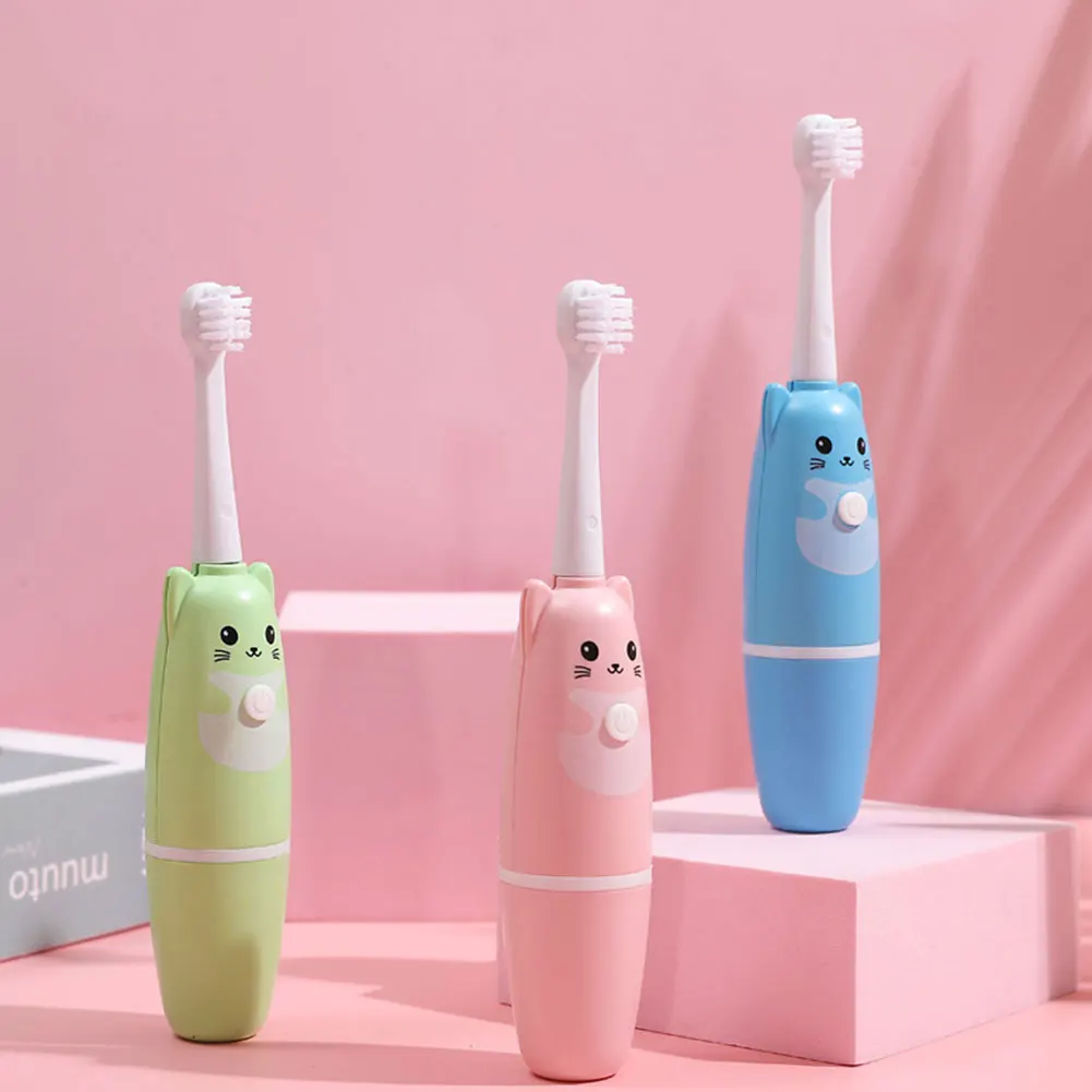 

Oral Clean Children Kids Electric Toothbrush Sonic Battery Power Soft Toothbrush With Replacement Heads 3-16Years Teeth Brusher
