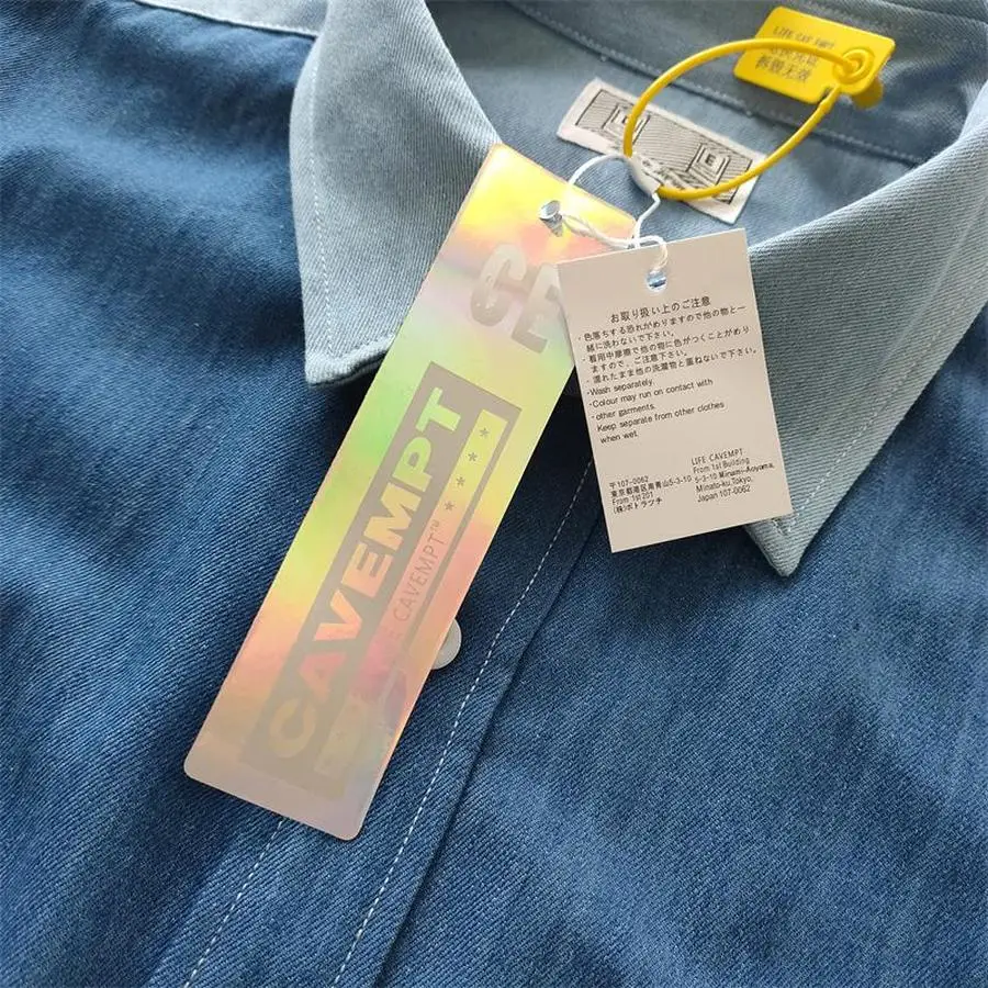 

2021ss C.E CAV EMPT TWO COLOUR DENIM SHIRTS Men Women 1:1 Best-quality Cav Empt Two-tone Shirt clothing japanese fashion