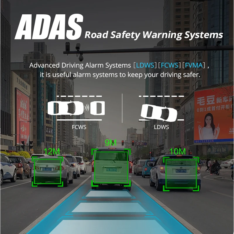 7-дюймовый автомобильный видеорегистратор 4G ADAS Android с GPS-навигацией FHD 1080P двойным