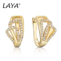 laya 925 sterling silver fashion unique style high quality zircon multiline flower hoop earrings for women party luxury jewelry