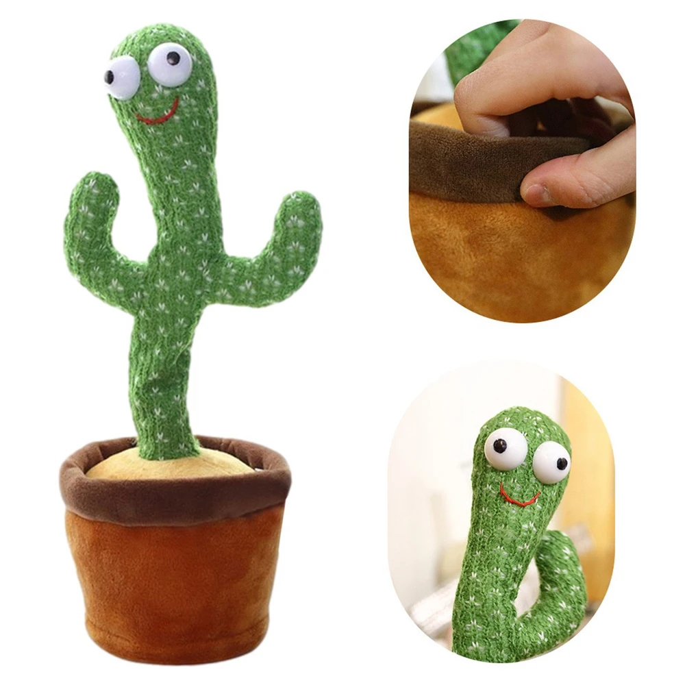 Плюшевый танцующий кактус мягкие игрушки антистресс пение и встряхивание музыки