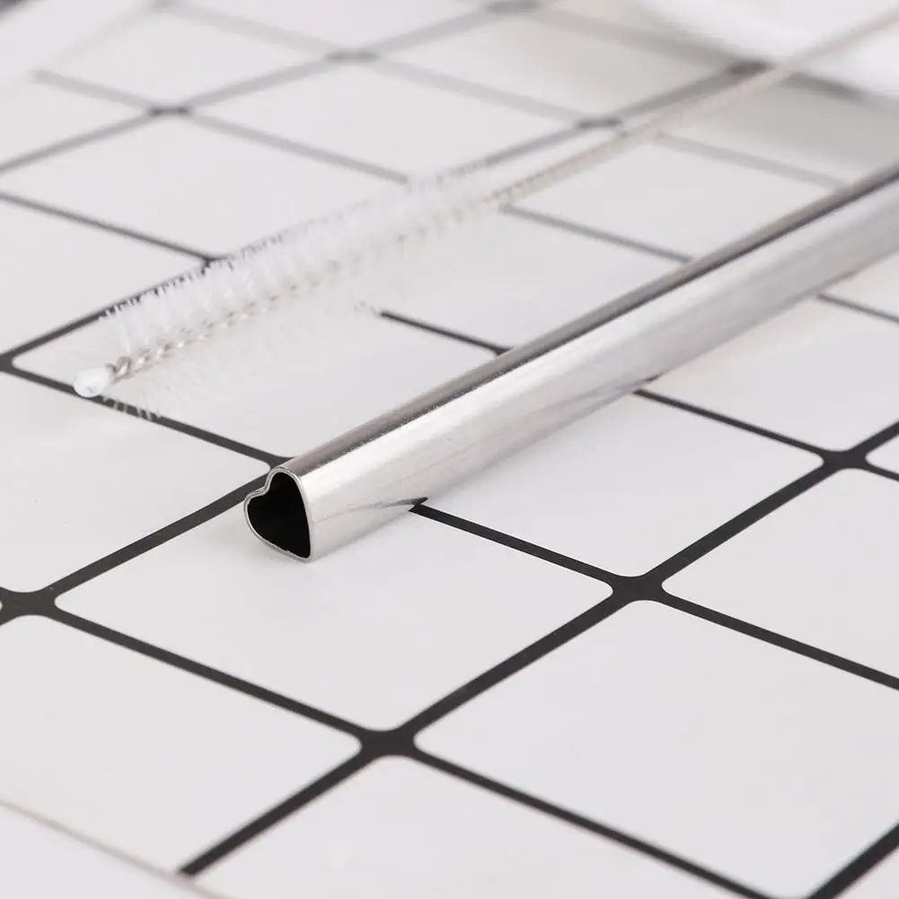 5 шт./компл. соломинка из нержавеющей стали в форме сердца многоразовая для