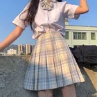 Летняя женская короткая мини-юбка с завышенной талией, плиссированная Милая школьная клетчатая юбка в Корейском стиле для девочек для танцев и преппи