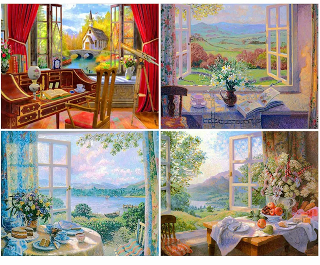 

NEW 5D Diamond Painting Handmade DIY Crafts Sewing Art Sticker Diamond Embroidery "Balcony" Cross-stitch Home Decoration Gift