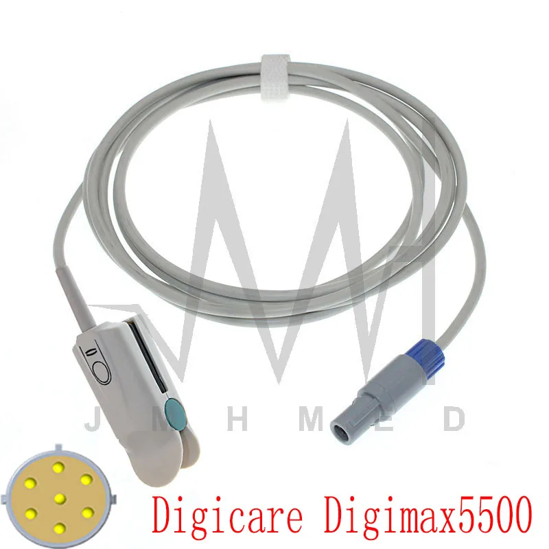 

Compatible with spo2 Sensor of Digicare Digimax5500 Monitor Oximetry Cable Adult/Child/Neonate/Finger/Ear/Forehead/Animal7pin 3m