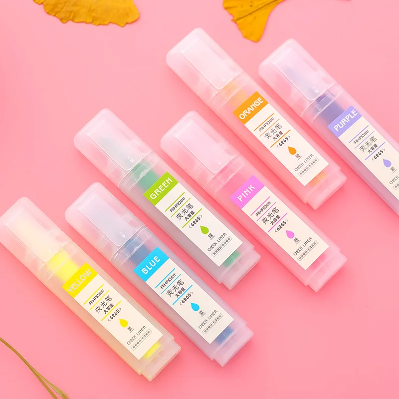 Флуоресцентная ручка маркер для рисования разноцветная матовая со скошенными