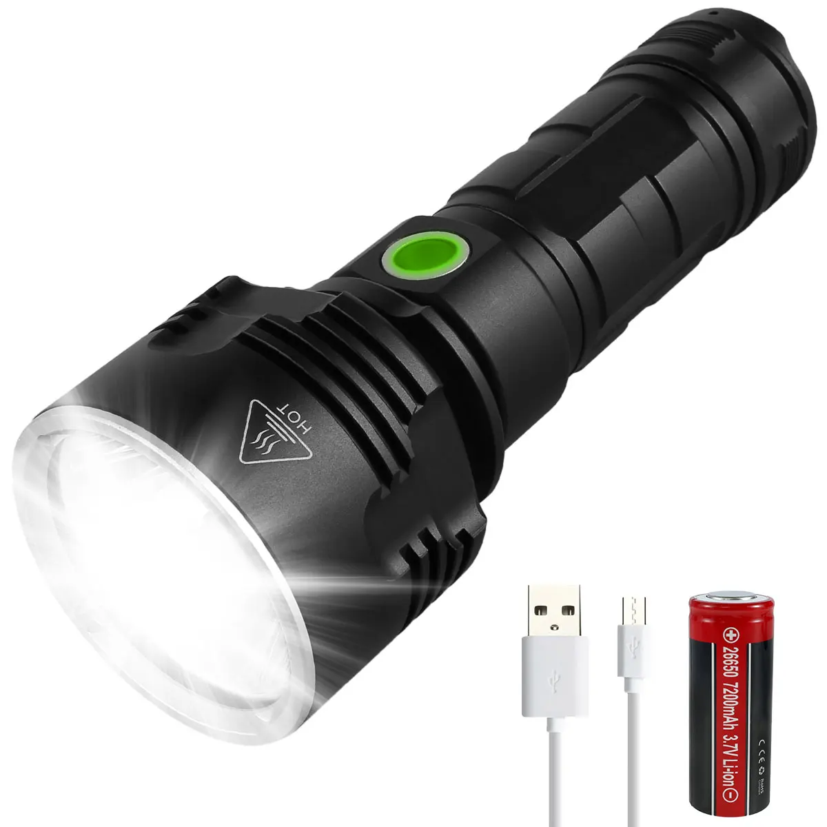

USB Rechargeable LED Flashlight 4000LM Super Bright Searchlight W/ 5000mAh Battery Waterproof Torch Light For Camping Fishing