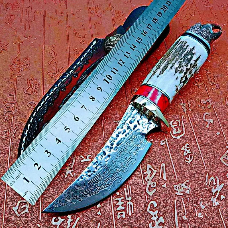 100% лезвие из дамасской стали охотничий нож рог руль орла ручной работы дамасский