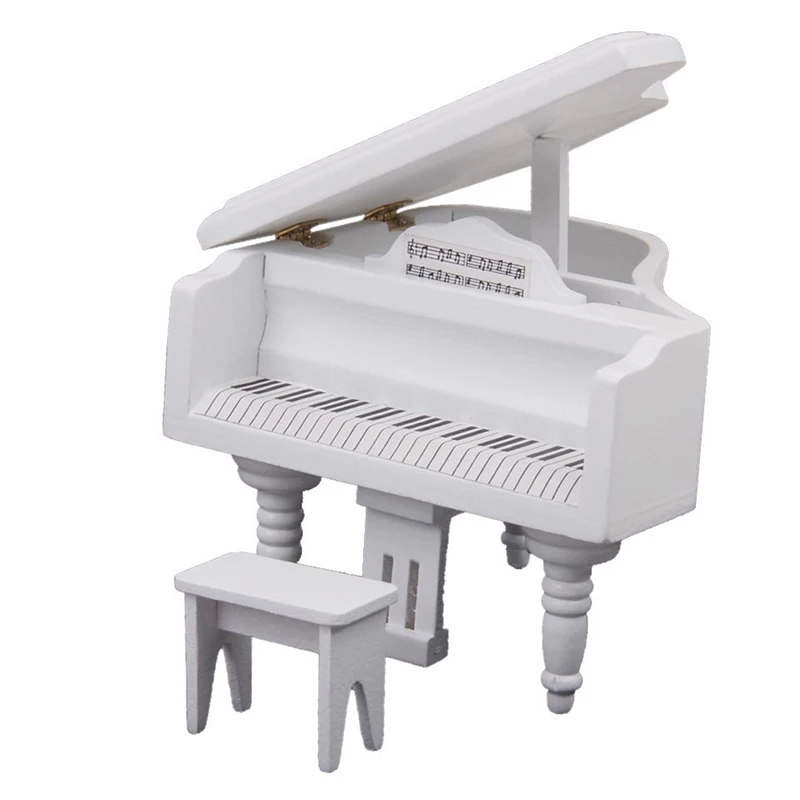 1:12 изысканный деревянный миниатюрное пианино Кукольный дом Белый|Кукольные