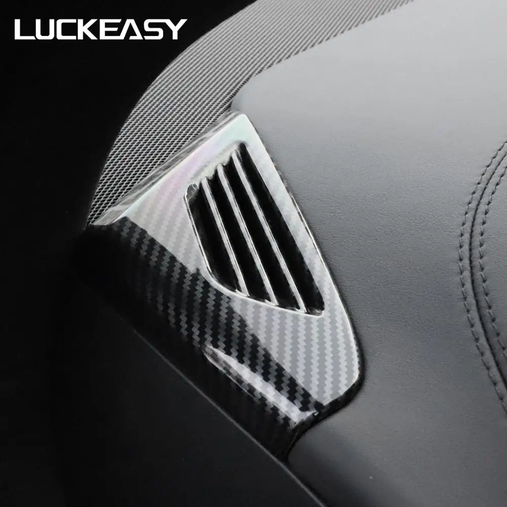 LUCKEASY приборной панели воздуха на выходе декоративные наклейки Патчи для Tesla модель X- имитация углеродного волокна 2 шт./компл