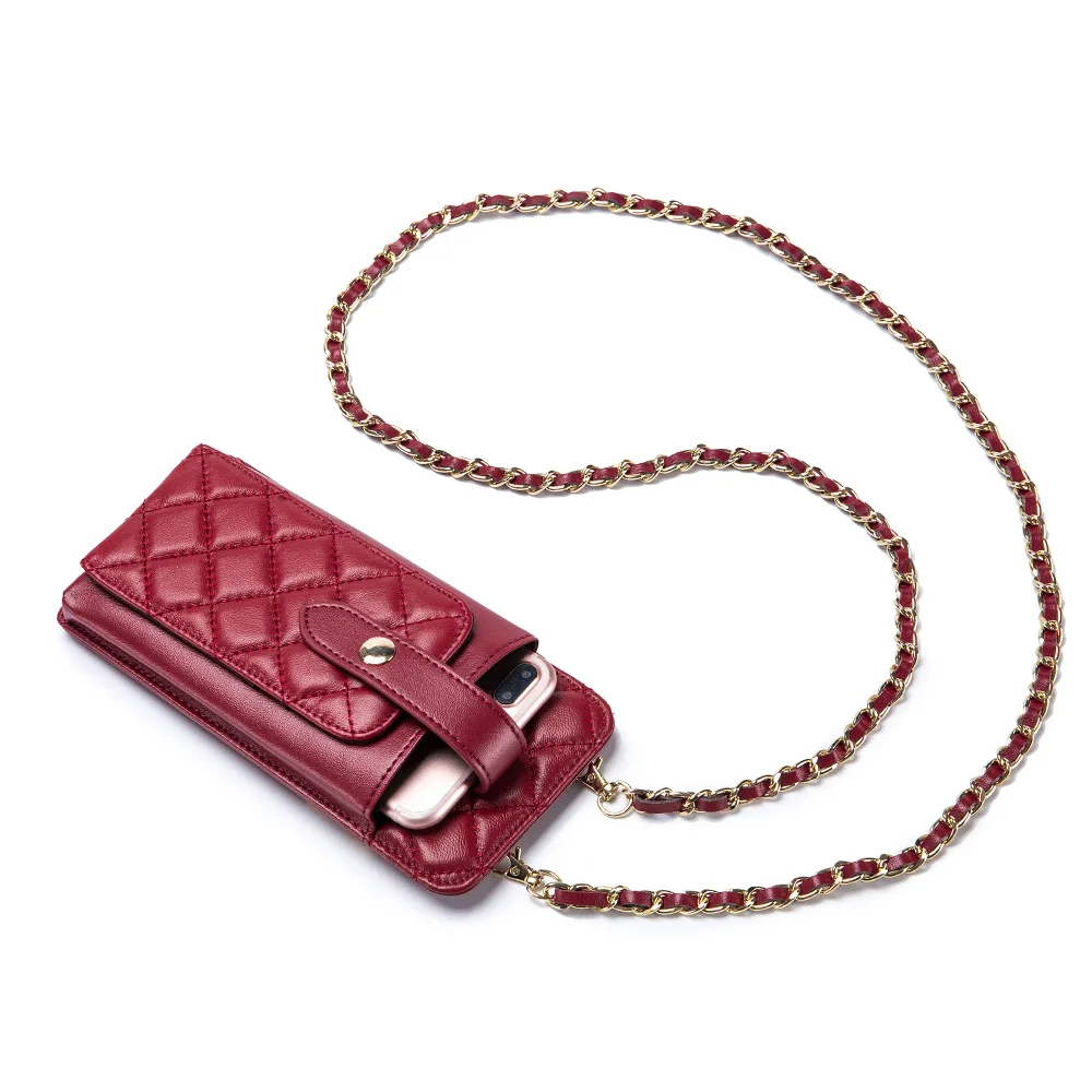 

Lozenge Genuine Leather Female Crossbody Mini Phone Bag Chain Bags Fashion Luxury Women Shoulder Bag Handbag and Purse Wallet
