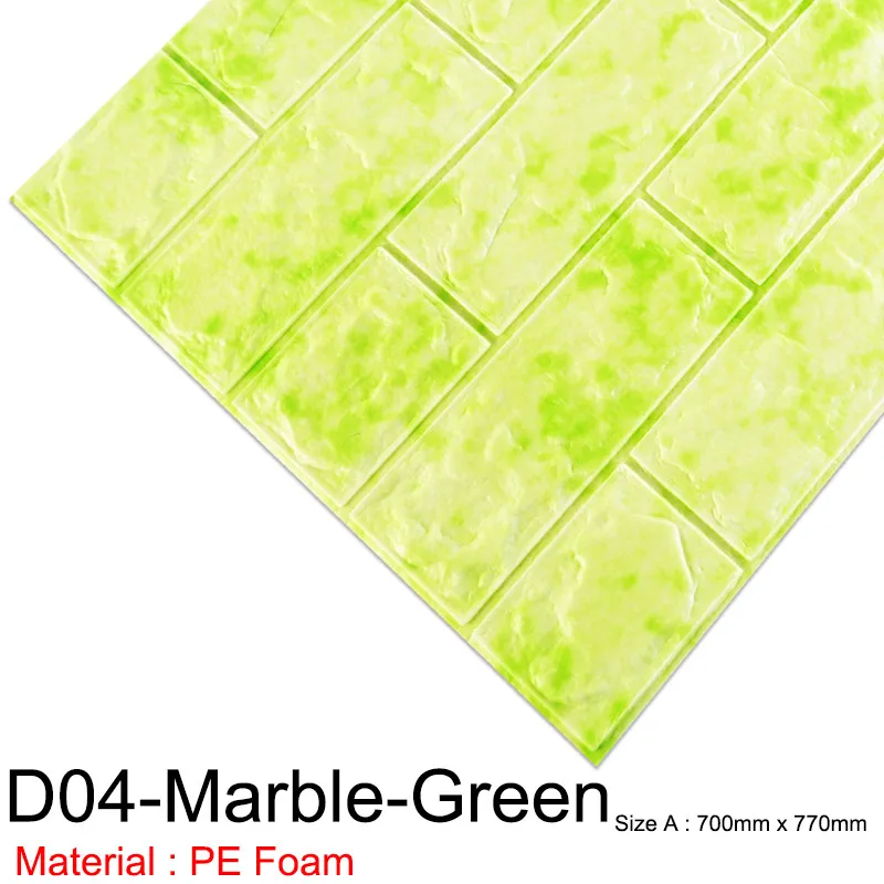 D04-Marble-Green 3D Wall Stickers Marble Brick Peel and Self-Adhesive Wall paper Waterproof DIY Kitchen Bathroom Home Wall Decal Sticker Vinyl - Цвет: D04-Marble-Green