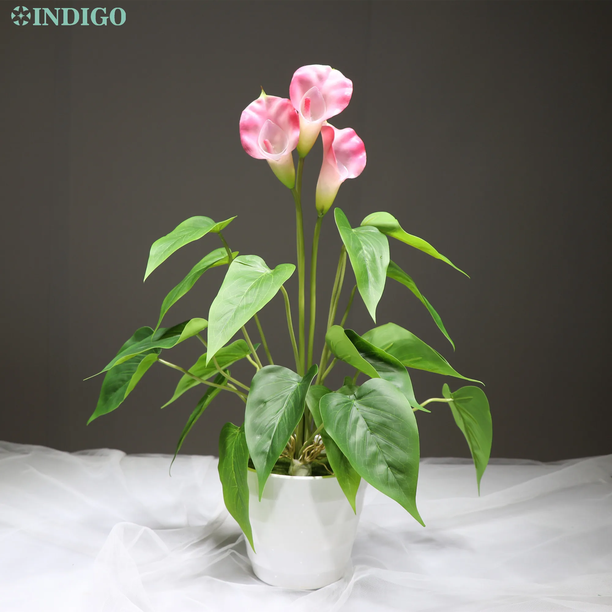 

INDIGO- Wholesale 100 pcs Calla Bouquet (18pcs Leaves+3pcs Flowers +Roots) Outdoor Flower Calla Wedding Flower Free Shipping