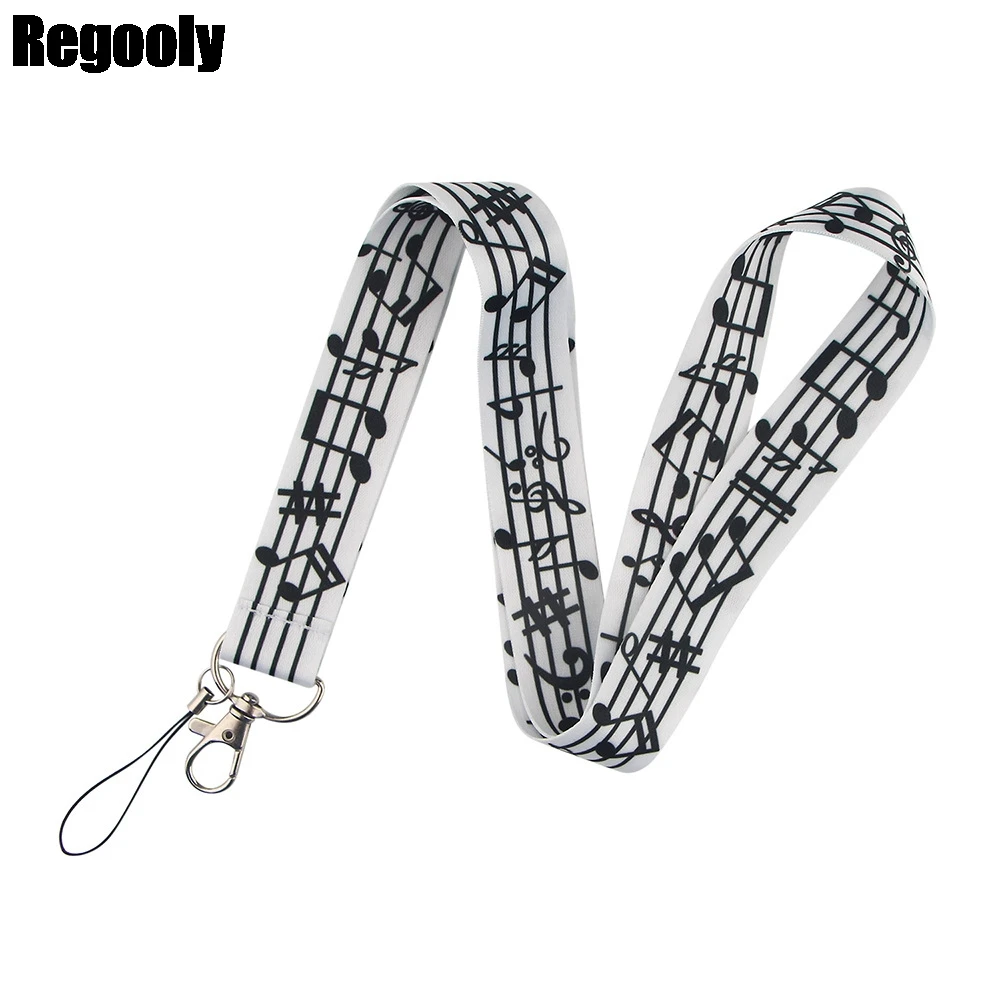 

10pcs Musical symbol Keychain Lanyards Id Badge Holder ID Card Pass Gym Mobile Phone Holder Key Strap webbings ribbon decoration