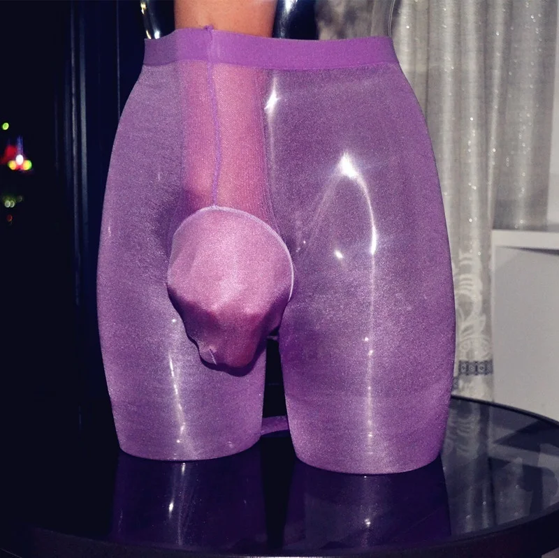 Высокая талия сексуальные мужские масляные глянцевые ультра тонкие 1D колготки