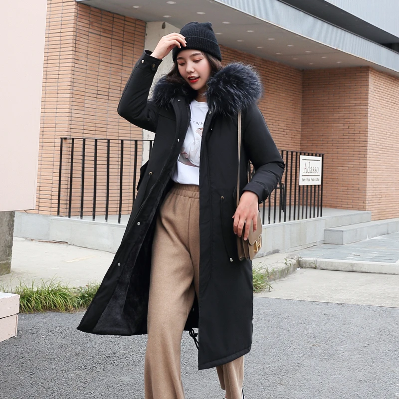 2019 зимние женские парки пальто с капюшоном большой меховой воротник толстые