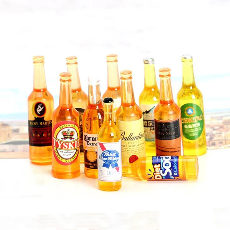 

10 шт. 1/12 Миниатюрная модель бутылки из смолы для кукольного домика, модель бутылки вина