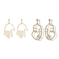 1pair fashion bohemian punk earrings jewelry face hand drop earring best gift for women girl e005