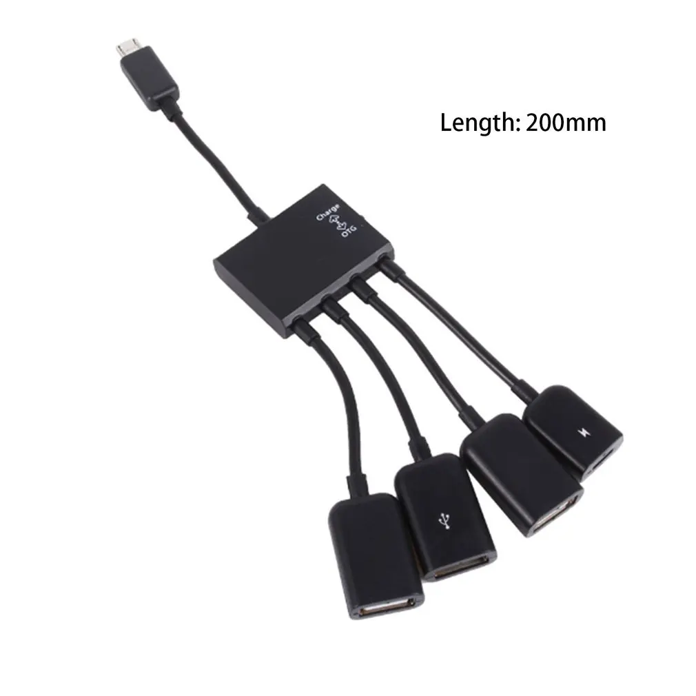 Кабель концентратор с разъемом Micro USB для зарядки OTG 3/4 порта адаптер смартфонов